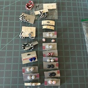 19 pairs earrings. Fun plastic polka dot and stripe.
